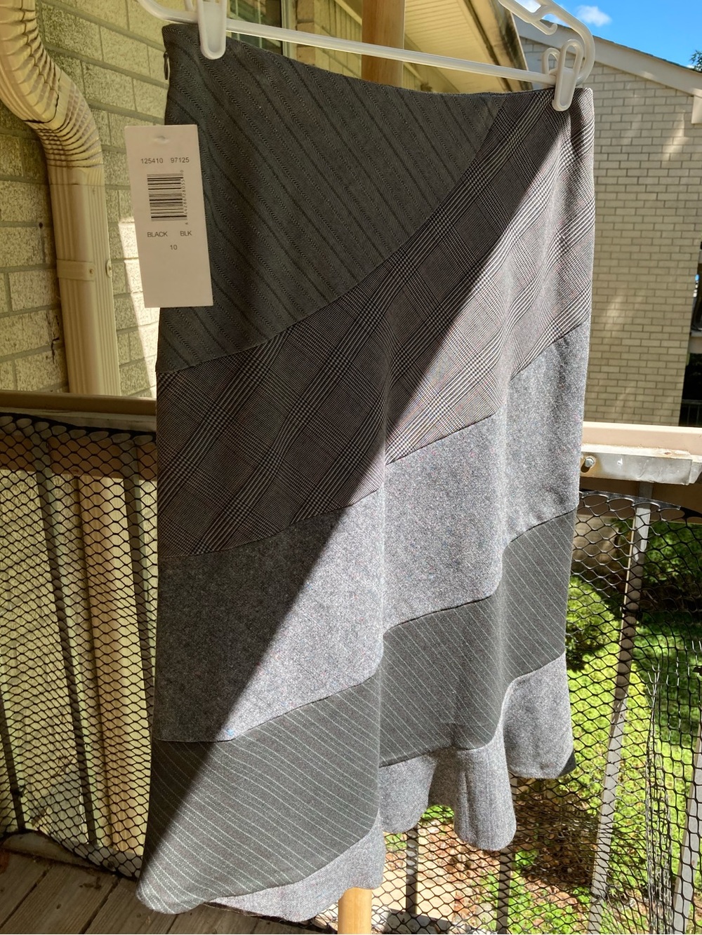 Vintage Allison Taylor Gray Mixed Prints Patchwork Striped Skirt Size 10 NWT - Picture 8 of 17